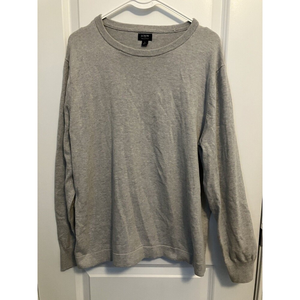 J. Crew Men's Cotton Crewneck Sweater-Tee Large Gray Textured Luxe Minimalist